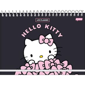 Agenda Espiral Life Planner Hello Kitty Preta 104 Folhas
