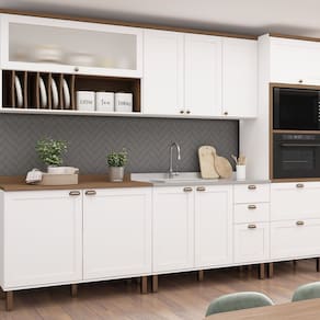 Cozinha Completa 5 Peças 100% Mdf Iluminata Branco/Ébano