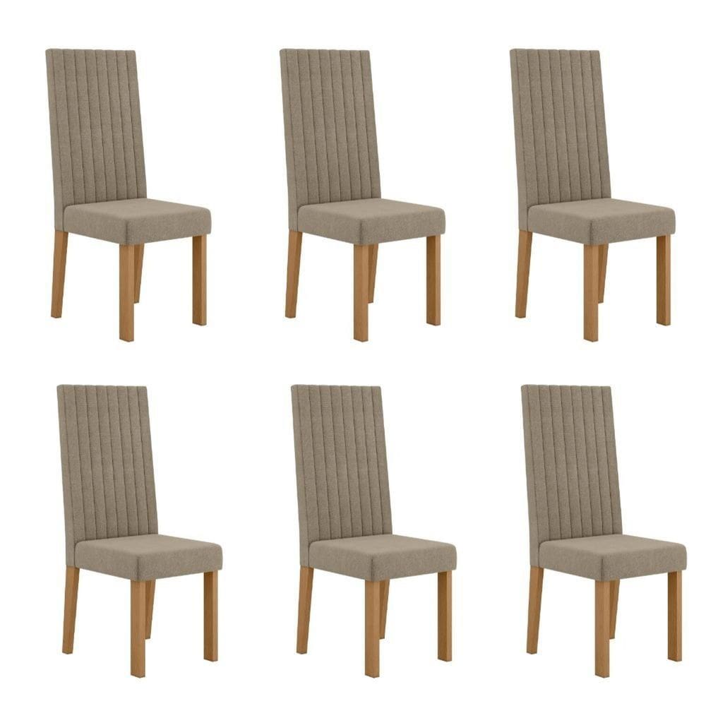 Conjunto 6 Cadeiras para Sala de Jantar Laura Mel/Caramelo