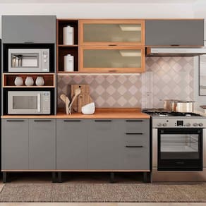 Cozinha Completa 4 Peças 217cm X 270cm Castanha Cinza / Freijó