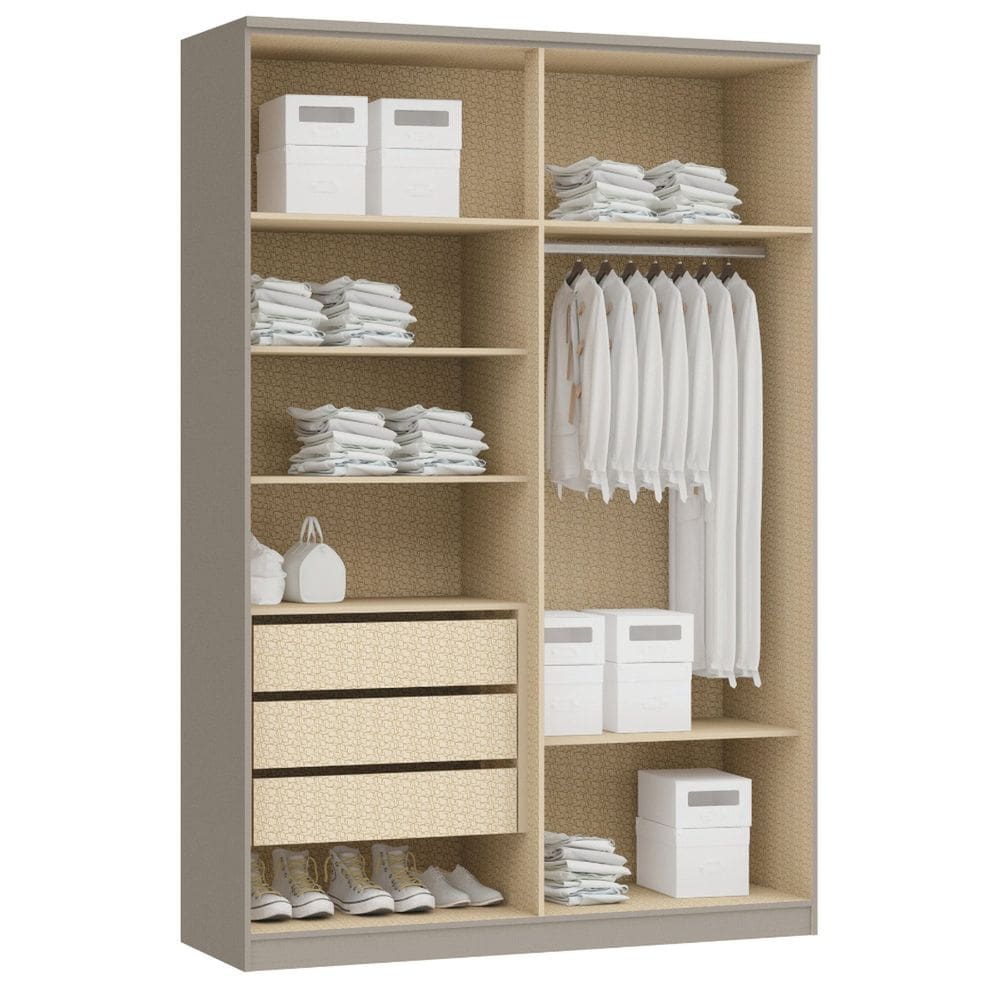 Guarda-roupa Modulado 4 Portas Elegance Niquel / Blanc | Casas Bahia