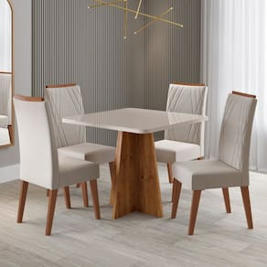 Conjunto para Sala de Jantar com 4 Cadeiras Malva Mel / Bege