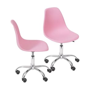 Kit 2 Cadeiras Boxbit Dkr Eames Base Em Rodízio Rosa
