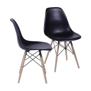 Kit 2 Cadeiras Boxbit Dkr Eames Base Em Madeira Preta