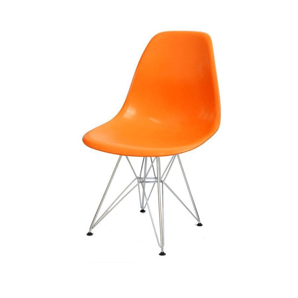 Cadeira Boxbit Dkr Eames Base Cromada Laranja