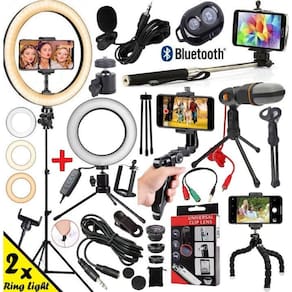 Kit Acessórios Youtuber Completo 15X1 Tripé Microfone Lapela