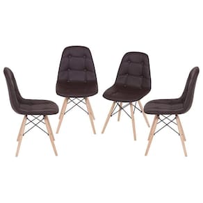 Kit 4 Cadeiras Boxbit Dkr Eames Botonê Base Em Madeira Café