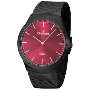Relógio Champion Masculino Ca21811V Slim Mesh Black