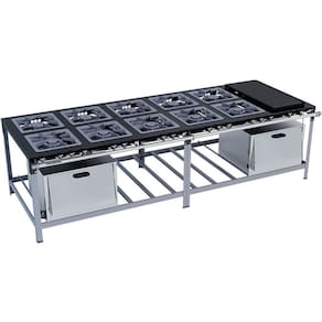 Fogão Industrial Stori Premium 10 Bocas 40x40 2 Fornos com Chapa M32 Pintado Metalmaq