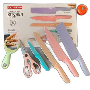 Conjunto De Facas Chef Em Aço Inox Coloridas E Top Tesoura