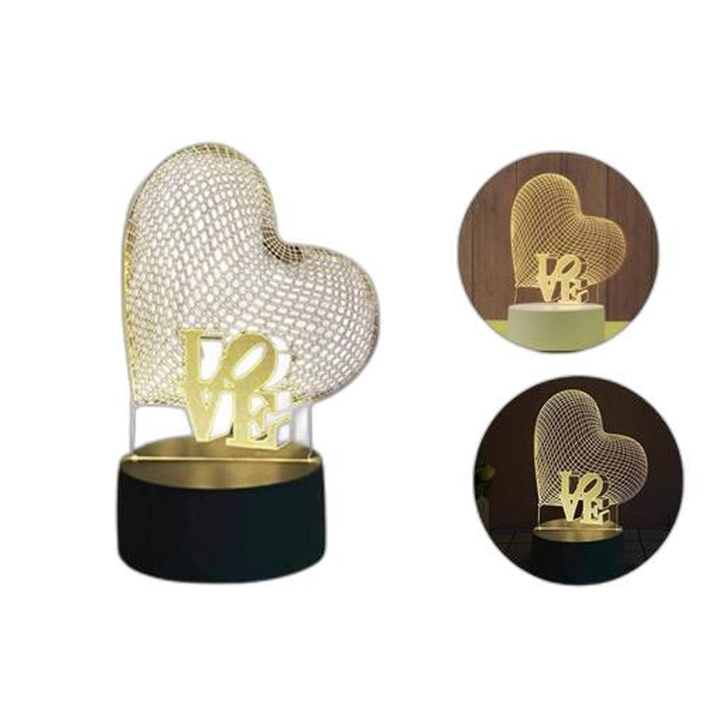 3D Luminária Ilusão Luz Noturna 1 Lâmpada Holograma Acrílico