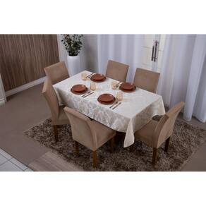 Toalha De Mesa Retangular 8 Lugares Jacquard 1,35X2,60