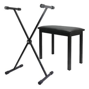 Kit Suporte Para Teclados E Pianos Em X + Banco Estofado
