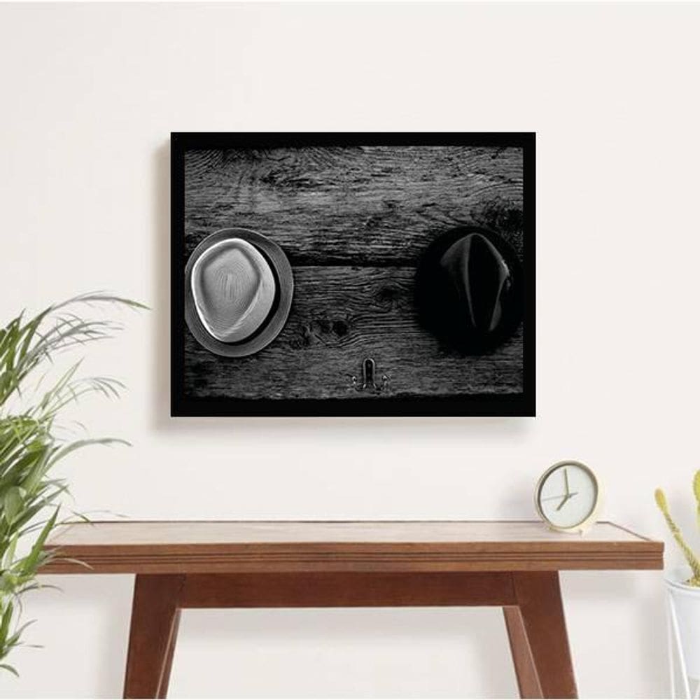 Quadro Fotografia Chapéus 24X18Cm - Com Vidro