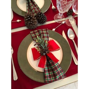 Mesa Posta 6Lugares Jogo Americano Festa Decoração Natal