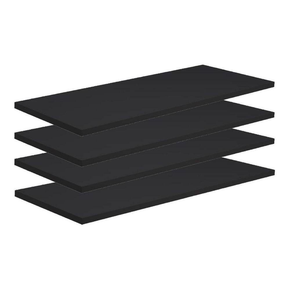 Kit 4 Prateleiras 40X15 Mdf Preto Acompanha Kit Instalação