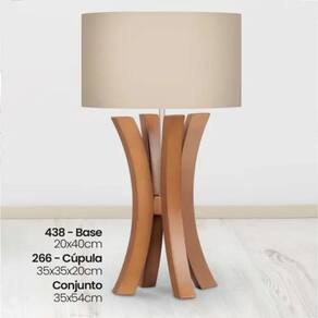 Abajur Luminária Madeira Imbuia Cúpula Bege 54X35