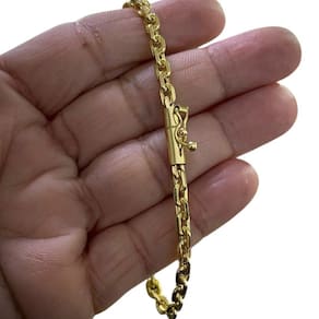 Pulseira Cadeado 5Mm Fecho Canhão Banhado A Ouro 18K