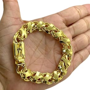 Pulseira Friso X 13Mm Banhado A Ouro 18K Luxo