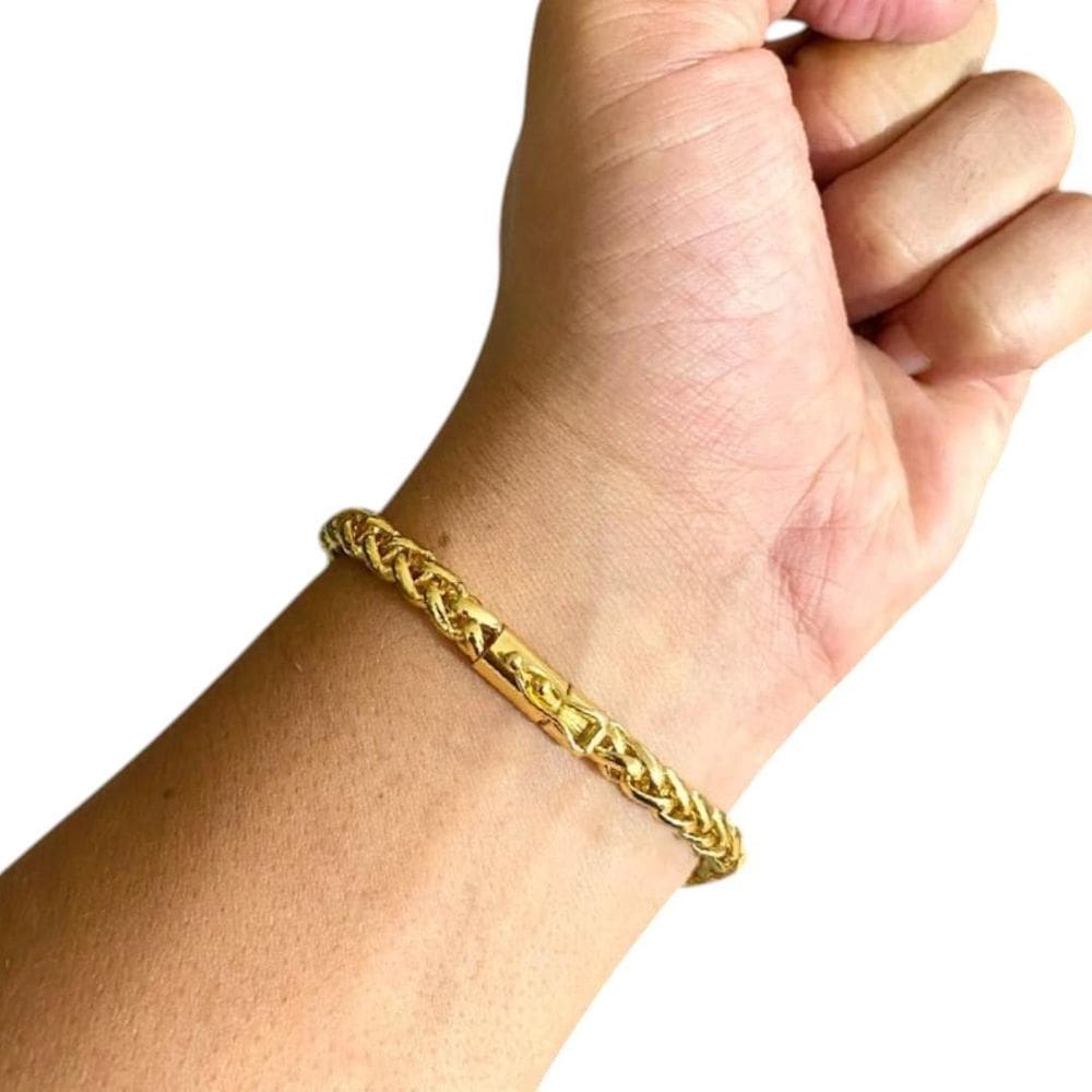 Pulseira Peruana 7Mm Banhado A Ouro 18K