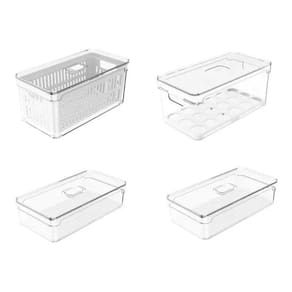 Kit 4 Organizador Clear Geladeira Frutas Legumes Verduras