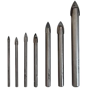 Kit 7 Brocas Para Furar Vidro 3 A 12Mm Porcelana Metal Duro