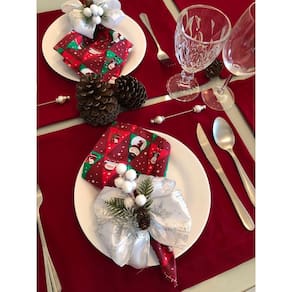 Mesa Posta 6Lugares Jogo Americano Festa Decoração Natal