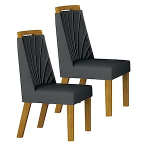Cadeira para Mesa de Jantar Liz MDF Kit 2 Peças Freijó Joli Chumbo - Leifer Móveis