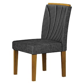 Cadeira para Mesa de Jantar Lorena Plus MDF Freijó Linho Chumbo - Leifer Móveis
