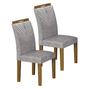 Cadeira para Mesa de Jantar Stela MDF Kit 2 Peças Freijó Linho Cinza - Leifer Móveis