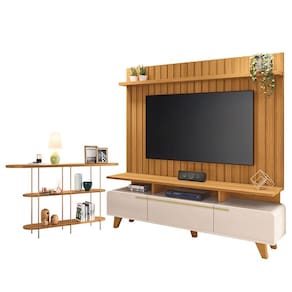 Rack Bancada Essenza e Painel Link 2.0 com Aparador Infinity Off White Cinamomo - HB Móveis