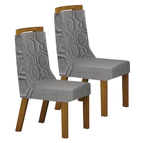Cadeira para Mesa de Jantar Ágata MDF Kit 2 Peças Freijó Linho Cinza - Leifer Móveis