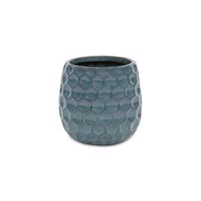 Plantador de cerâmica Cheung`s Blue com padrão hexagonal com borda dourada