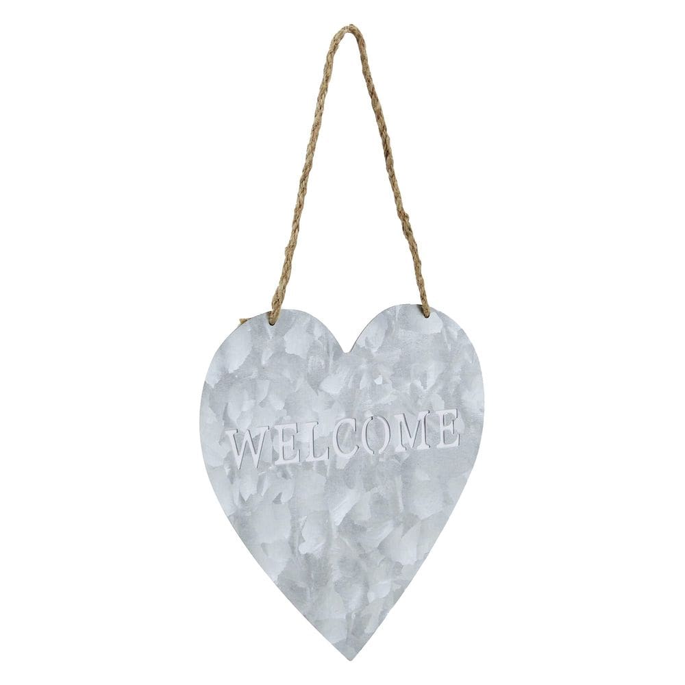 Decoração de parede Cheung`s Home Metal Heart Shape Hanging Welcome