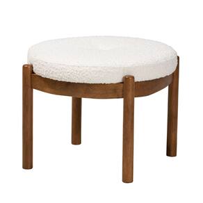 Escabelo otomano Baxton Studio Iliana Japandi Cream Boucle