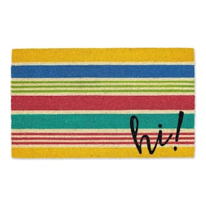 Capacho DII Natural Coir Decorative Hello Mat 43x74cm Hi Stripes