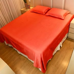 Colcha Cobre Leito Queen Poliester Matelado Liso 3pcs Salmão