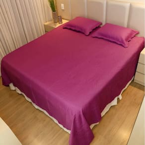 Colcha Cobre Leito King Poliester Matelado Liso 3pcs Roxo
