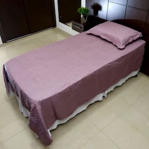 Colcha Cobre Leito Solteiro Poliester Matelado Liso 2pcs Uva