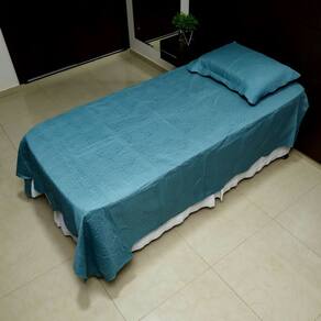 Colcha CobreLeito Solteiro Poliester Matelado Liso 2pc Verde