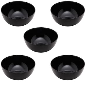 Jogo 5 Bowl De Vidro 1,8l Tigela Cumbuca Lyor Saladeira Diwali Black Opalino 21cm