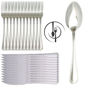 Kit 36 Peças Faca de Churrasco Colher Garfo Atenas Inox