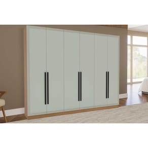 Guarda Roupa Casal 6 Portas e 4 Gavetas Valência Freijo/Verde - Politorno