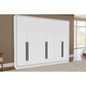 Guarda Roupa Casal 6 Portas e 4 Gavetas Valência Branco - Politorno