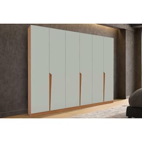 Guarda Roupa Casal 6 Portas e 4 Gavetas Porto Freijo/Verde - Politorno