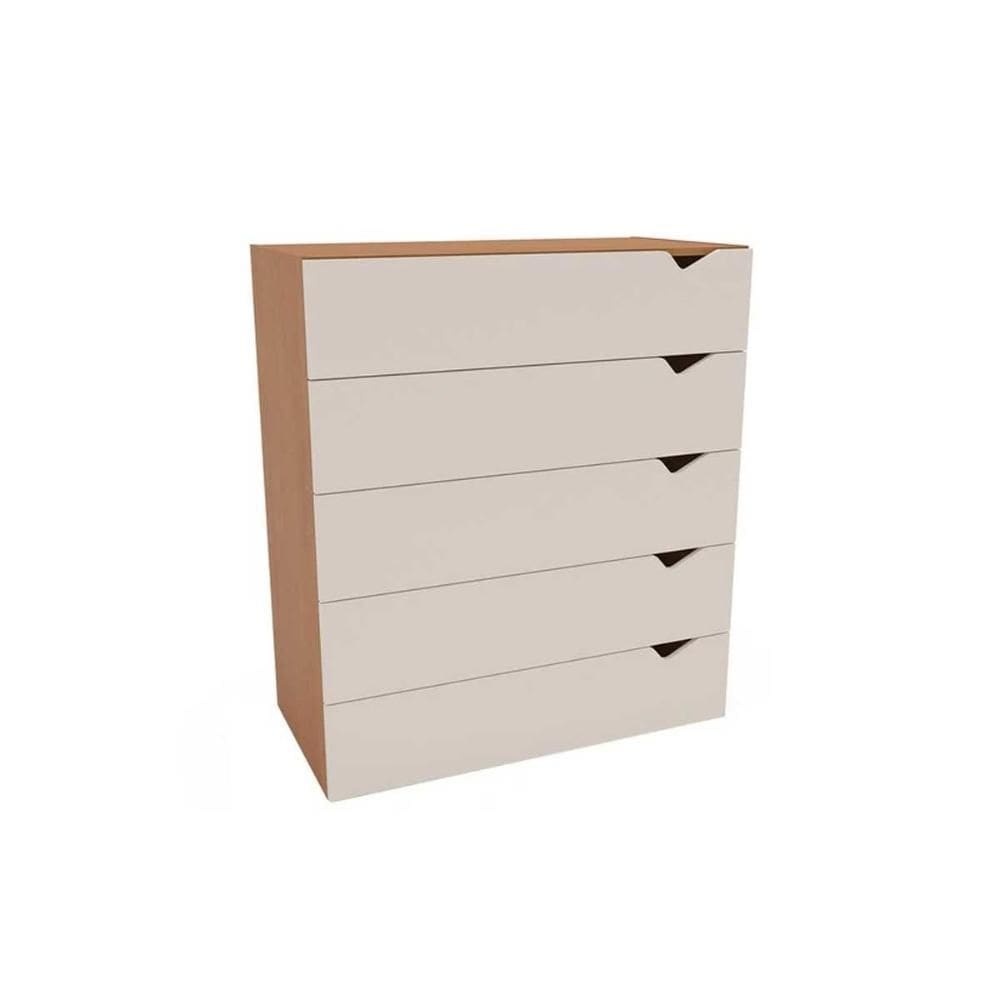 Cômoda de Quarto Porto c/ 5 Gavetas Freijo/Creme - Politorno