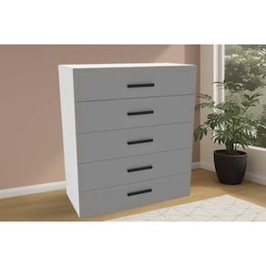 Cômoda de Quarto Valência c/ 5 Gavetas Branco/Cinza - Politorno
