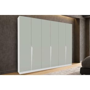 Guarda Roupa Casal 6 Portas e 4 Gavetas Porto Branco/Verde - Politorno