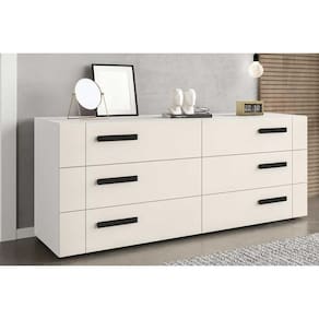 Cômoda de Quarto Lisboa c/ 6 Gavetas Branco/Creme - Politorno