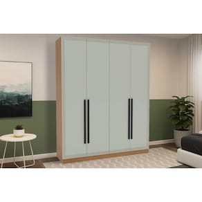 Guarda Roupa Casal 4 Portas e 4 Gavetas Valência Freijo/Verde - Politorno